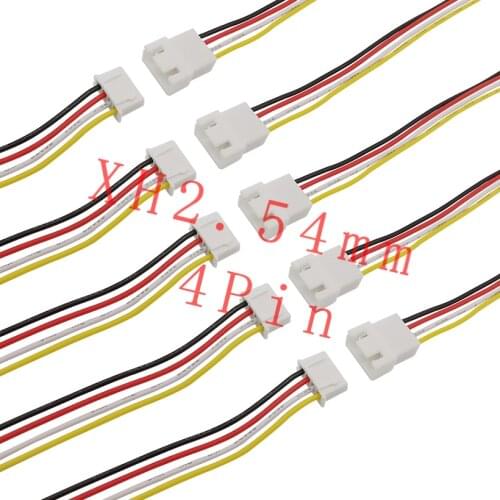 JST XH2.54 4Pin Wire Cable Connector JST XH 2.54 Pitch 2.54mm 4P Male Female Plug Socket Terminals Wire Cable Connector 26AWG