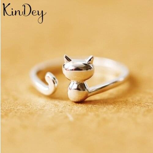 Kindey Punk Personality Silver Color Cat Rings For Women Engagement Jewelry Girls Open Finger Rings