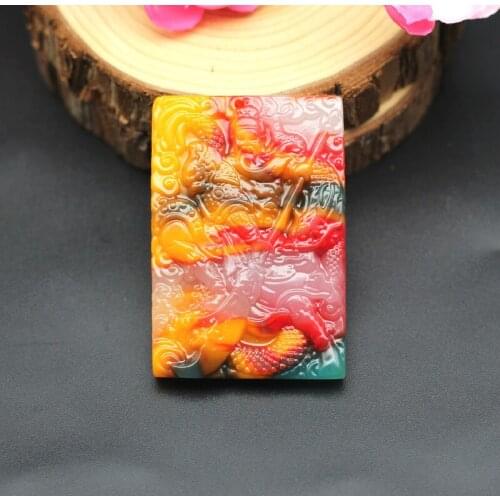 Chinese Natural Color Jade Dragon Guanyu Pendant Necklace Hand-Carved Fashion Charm Jewelry Accessories Amulet Men Lucky Gifts