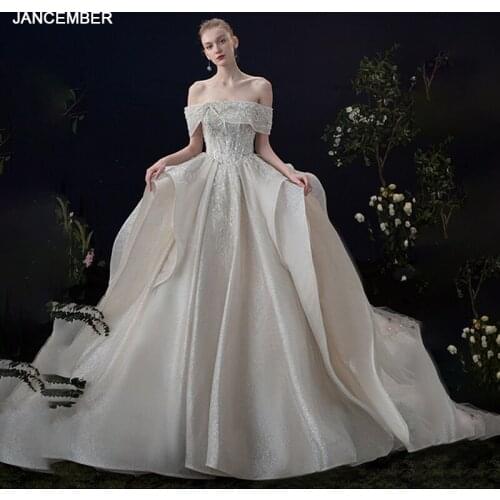 LDR71 White Wedding Dress 2021 New Bridal Tail Light Yarn Elegant Dress French Style Womens Wedding Banquet Ceremony Gown
