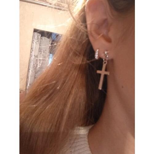Fashion Cross Pendant Cartilage Drop Dangle Earrings Punk Jewelry For Cool Women Girl Friendship Gifts