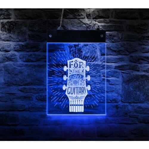 For The Love Of Guitar LED Wall Neon Sign Guitar RGB Lighting Wall Art Decor Guitarist Electronic Sign Light Board for Rock Band