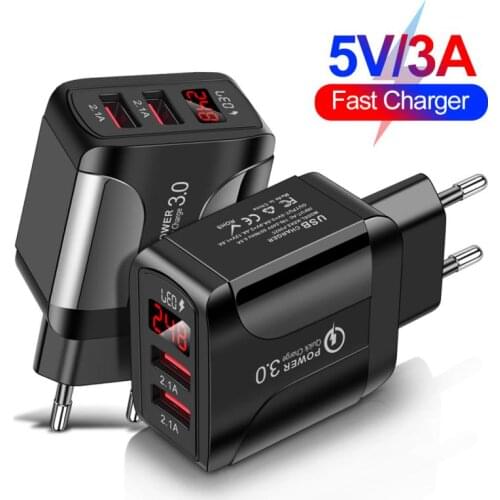2 USB 2.4A Digital display mobile phone charger multi-port intelligent travel charging head US UK EU Plug Charger