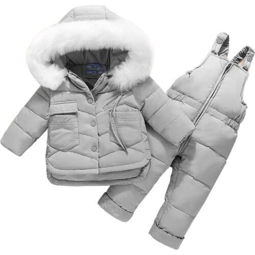 The New Baby down Jacket Suit Baby Small Childrens down Jacket Winter Thick Boys Girls' Two-Piece suit