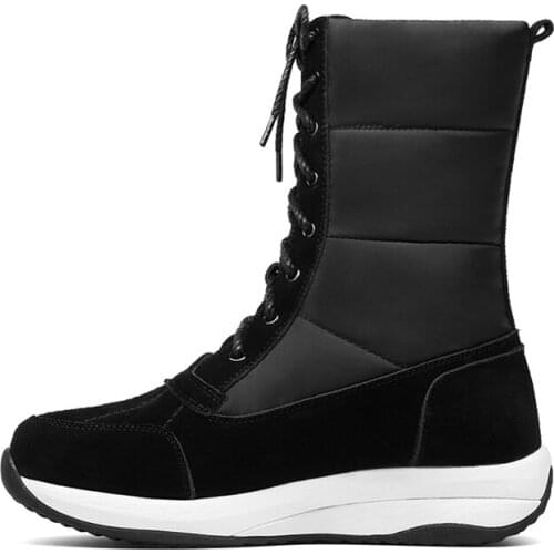 Winter ankle shoes for woman new fashion sexy Pure color dark brown consice shoes Cross tied fluffy Short boots big size 44