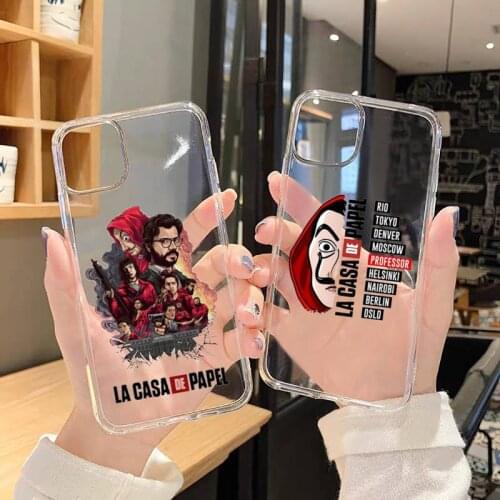 La casa de papel Money Heist House Paper Phone Cases Transparent for iPhone 6 7 8 11 12 s mini pro X XS XR MAX Plus SE cover
