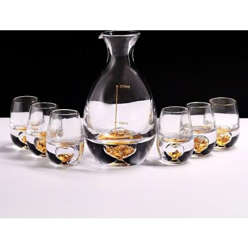Crystal small wine cup with gold foil glass wine distributor white rice wine set wineware