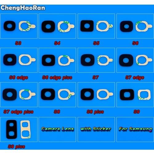 ChengHaoRan Camera Glass Lens for Samsung Galaxy S3 S4 S5 S6 S7 Edge Plus S8 S9 Back Rear Camera Lens with Adhesive Sticker