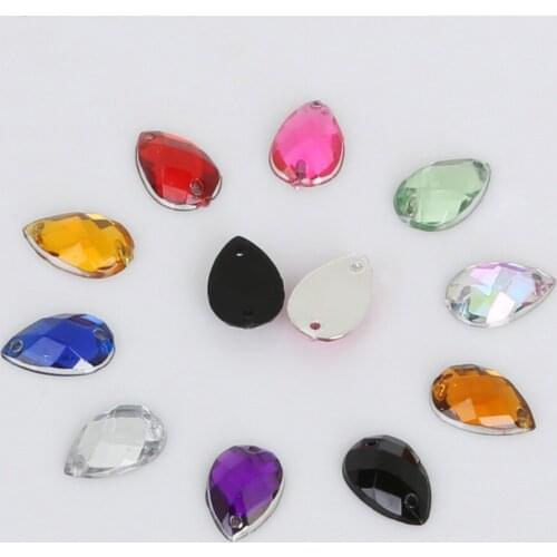 8x13mm 100pcs Sewing Crystal AB Flatback Rhinestones Sew On Crystals Stones Drop Acrylic Strass For DIY Bag Shoes Clothes Crafts