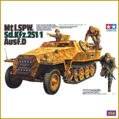 Tamiya 35195 1/35 German SPW.Sd.Kfz.251/1 Ausf.D Half-Track Armored Vehicle Assembly Model Building Kits For Adults Hobby DIY