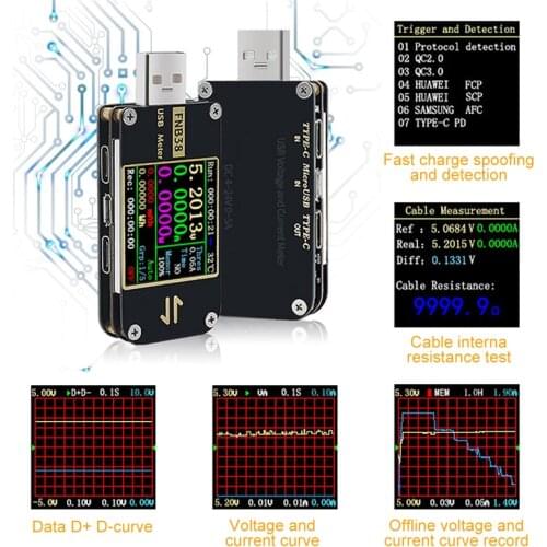 FNB38 USB Tester Current Voltage Meter QC4+ PD3.0 QC2.0 PPS FCP SCP AFC Fast Charging Protocol Capacity Tester