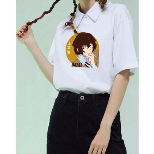 Bungo Stray Dogs T shirt Women Harajuku Anime T Shirt Osamu Dazai Nakajima Atsushi Short Sleeve White Graphic T Shirts Summer