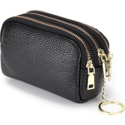 Women Day Clutch Bag Cow Leather Small Mini Wallet Female Wallet Clutch Carte Porte Card Key Money Bag Zip Coin Purse Holder