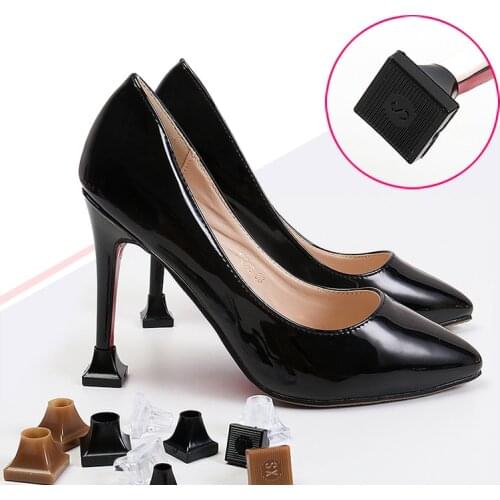 1 Pair Woman High heels Shoe Covers Square TPU/PVC Material Soft Damping Heel protector Silencer Non-slip Heel protector