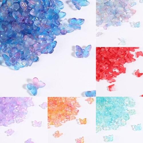 10pcs Crystal Czech Colored Glaze Small Butterfly Middle Hole DIY Hairpin Shook LooseBeads Accessories Antique Handmade Material