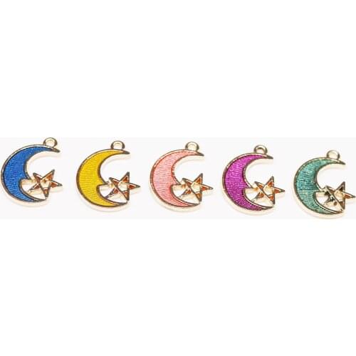 10pcs/Lot Moon Star Diy Design for Jewelry Making Earring Bracelet or Necklace Handmade Enamel Charms