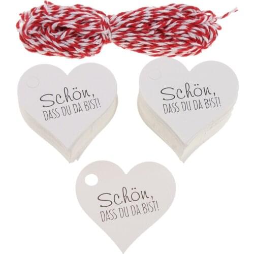 100pcs Shabby Chic Kraft Paper Gift Tags schoen dass du da bist Heart Label Wedding Favors Party Supplies