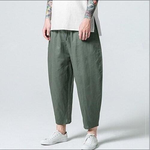2020 Fashion Men cotton linen pants Comfortable Male trousers fashion wide leg pants casual harem pants plus size M-4XL 5XL 6XL