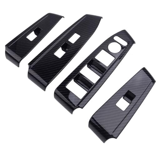 4Pcs LHD Carbon Fiber Style Black ABS Car Door Window Lock Switch Lift Cover Fit for Honda Accord 2008 2009 2010 2011 2012 2013