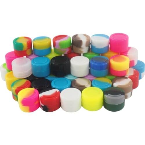 50pcs 2ml mini non stick silicone container jar wax oil dab jar soft storage tank portable box random color
