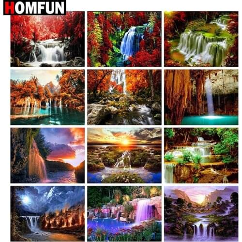 HOMFUN Full Square/Round Drill 5D DIY Diamond Painting "Waterval Landscape" Embroidery Cross Stitch 5D Home Decor Gift