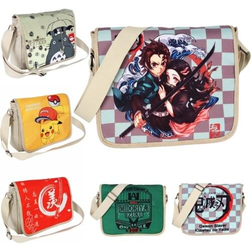 Anime Kimetsu No Yaiba Cosplay The Single Shoulder Bag Demon Slayer One Punch Man My Hero Academia Canvas Hand Bag Messenger Bag