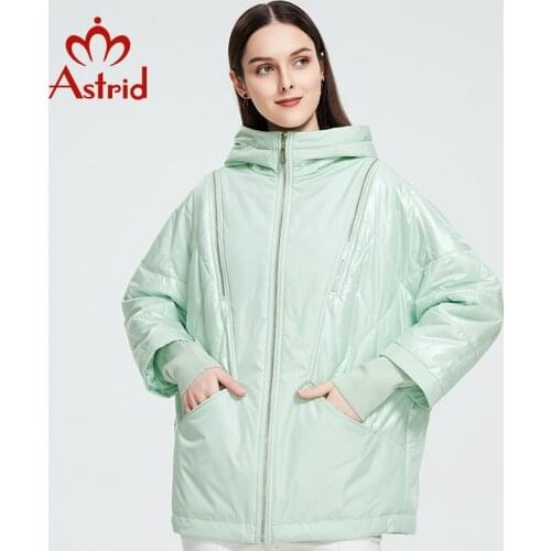 Astrid 2021 Spring Autumn New Womens Thin Cotton Jacket Windproof Warm with Hood Zipper Coat Women Parkas Outerwear AM-8734