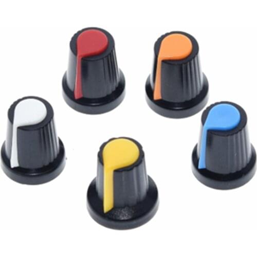 Free shipping 100PCS Potentiometer knob / diameter 6mm Knob (various colors) / OD 15MM * 17MM high