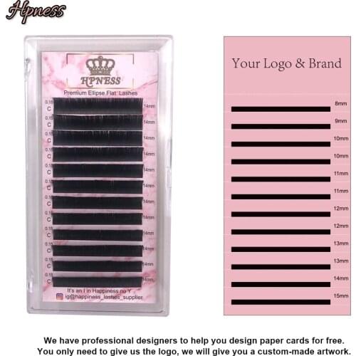 Free Shipping Flat Ellipse Eyelashes Extension 0.15mm Matte Flat Lashes Split Tips Ellipse Shaped False Individual Eyelashes