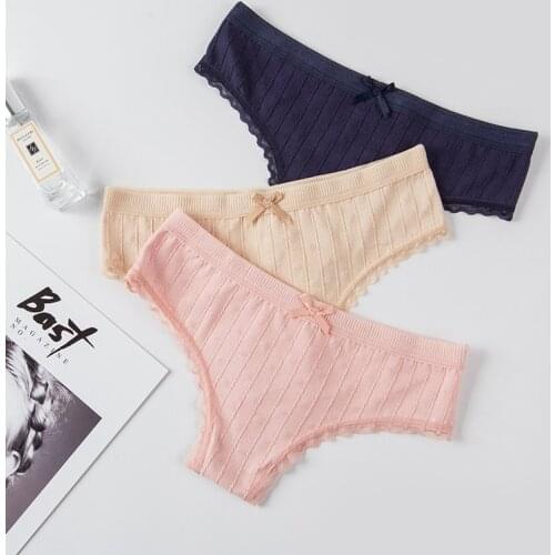 Large Womens Panties Sexy Low Waist Girl Cotton Underwear Womens Lace Comfortable Thong Fashionable Small and Fresh