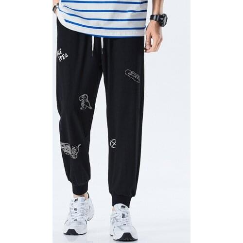 Summer High Quality Ankle-length Pants Mens Trend Harun Pants Korean Version Youth Fashion Knit Sports Pants Basketball Pants