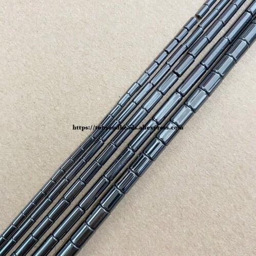 Natural Cylinder Black Hematite Stone Loose Spacer Beads 3x5 3x9 4x8 4x13 6x8MM 15" Pick Size Jewelry Making