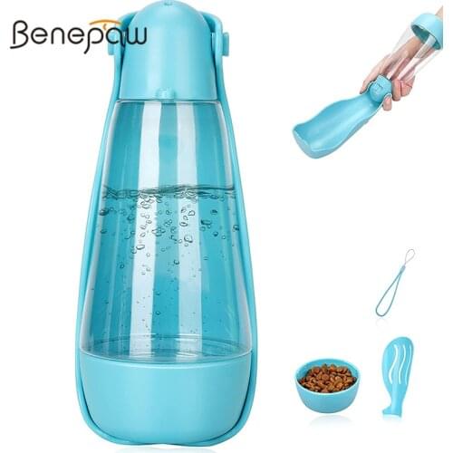 Benepaw Portable Dog Water Bottle Foldable Lightweight Pet Water Dispenser Food Storage For Outdoor Walking Hiking Travel