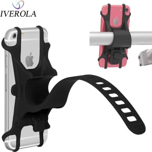 Bike Mount Holder Silicone Strap Universal Adjustable Bicycle Motorcycle Handlebar Phone Mount Rack For 4-6 Inch Cellphones GPS