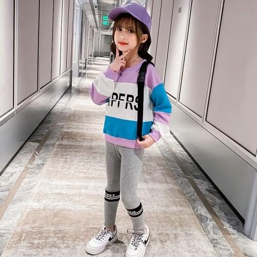 Girls Suit Sweatshirts +Pants 2Pcs/Sets 2021 Letters Spring Autumn Teenagers Outwear Kids Cotton Tracksuit Sport Suits Children