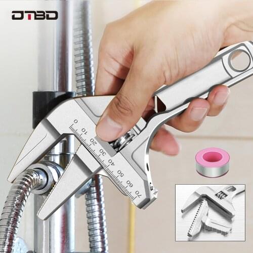 DTBD Multi-function Wrench Adjustable Aluminium Alloy Large Open Wrench Water Pipe Screw Bathroom Universal Spanner Repair Tool