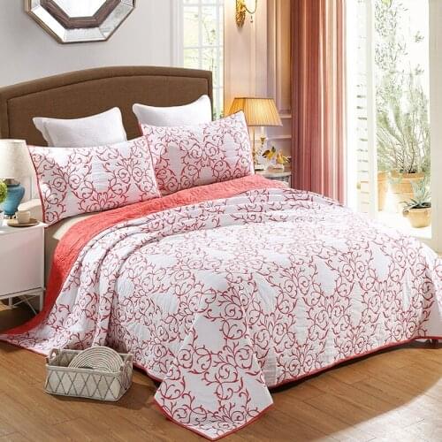 Cotton Bedspread Quilt Set 3pcs Coverlet Chinese Style Embroidered Quilts Quality Bed Covers King Queen Size Quilted Blanket