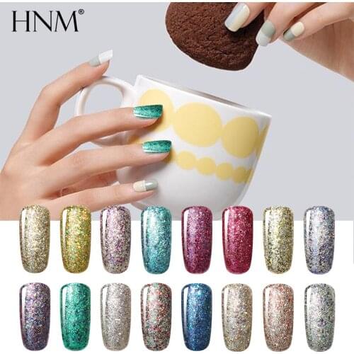HNM 8ML Starry Glitter Gel Nail Polish Manicure Varnish DIY UV LED Soak Off Semi Permanent Hybrid Gellak Lacquer