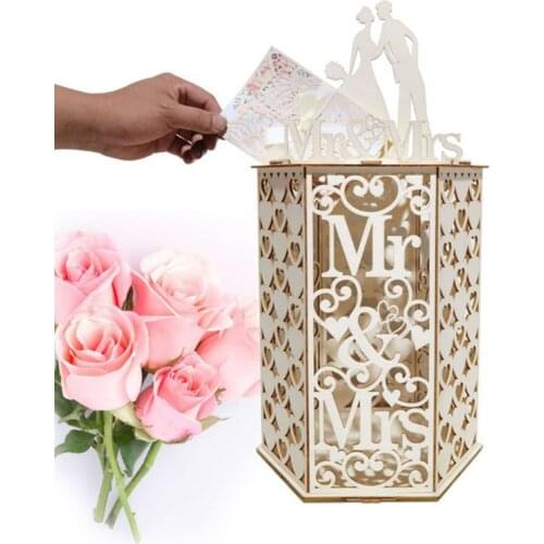 DIY Wooden Wedding Card Box Rustic Greeting Sign Holder for Anniversary Baby Shower Birthday Party Supplies