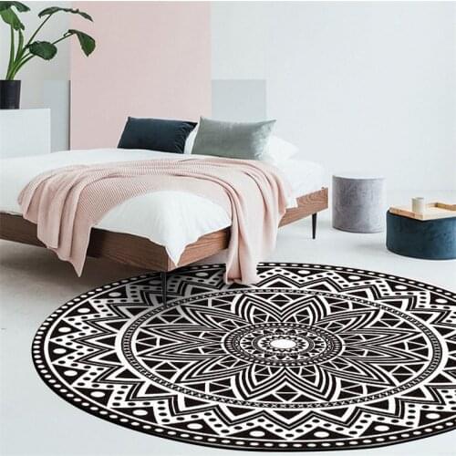 Mandala Round Carpet for Living Room Retro Totem Bedroom Bathroom Bath Door Chair Floor Mat Anti Slip Kids Room Rugs Pray Mat