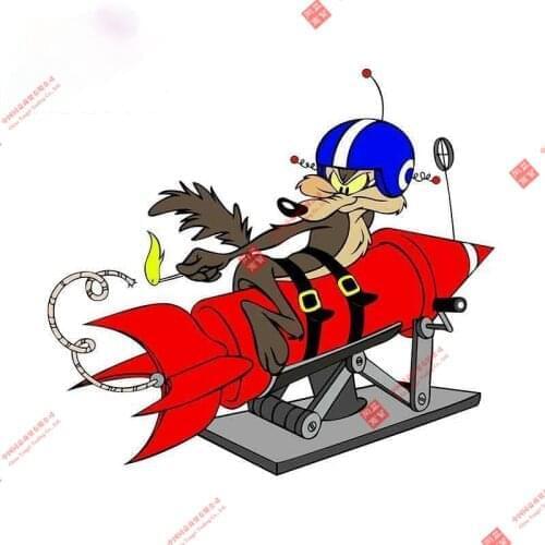 Hot Cartoon Car Sticker FOR Wile E Coyote Rocket Vinyl Decal Anime Car Stickers Motorcycle Off-road Laptop Trunk Guitar PVC