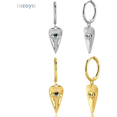 LOZOYA 925 Sterling Silver Lucky Eye Leafs Green European Pendant Dangle Charm Earring Piercing Pendiente Luxury Jewelry