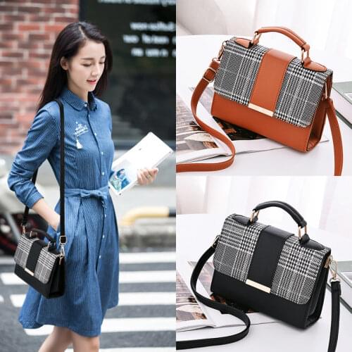 New retro checkered small square bag minimalist fashion stitching all-match shoulder bag ladies handbag