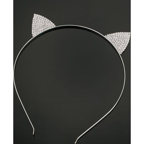 Cute Cat Ear Hairbands Girls Lovely Headbands Hair Accessories Fashion Siver Rhinestone Hairband Metal Sparkling Crown Crystal