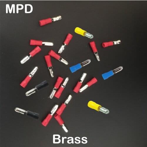 MPD2-156 Blue Red Yellow Black Green Brass Pre-Insulating Male Bullet Disconnect Wire Cable Connector Lug Crimp Terminal