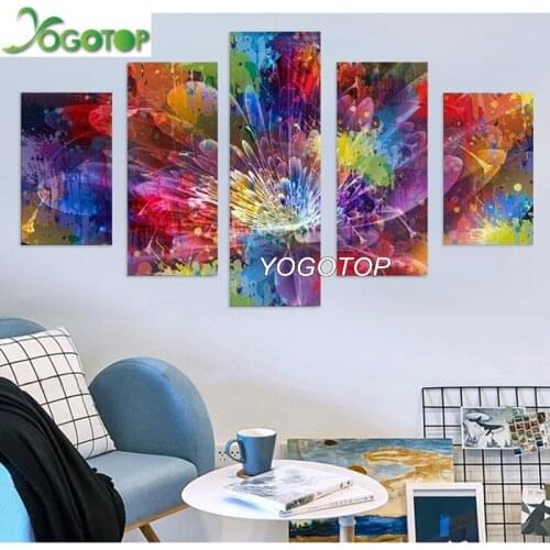 Diy Diamond Painting Gorgeous Flowers colourful 5D Full Drill Mosaic Diamond Embroidery Home decoration 5 Pieces ML1246