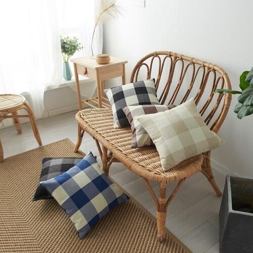 Hot Grid Printed 30x50/40x40/45x45cm Linen Cushion Cover For Decorative Throw Pillowcase Cotton Pillow Cover Decor Couch