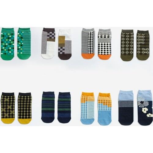 Unisex socks 1pcs stitching lattice socks cotton comfortable and breathable non-fading deodorant sports and leisure wild new