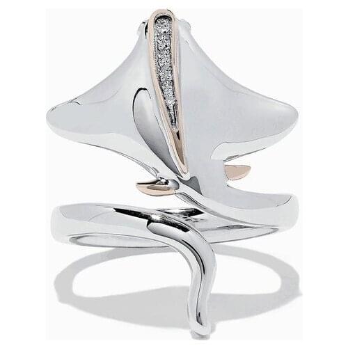 The new Volkswagen design diamond devil fish marine animal shape opening adjustable two-color male and female couple rings