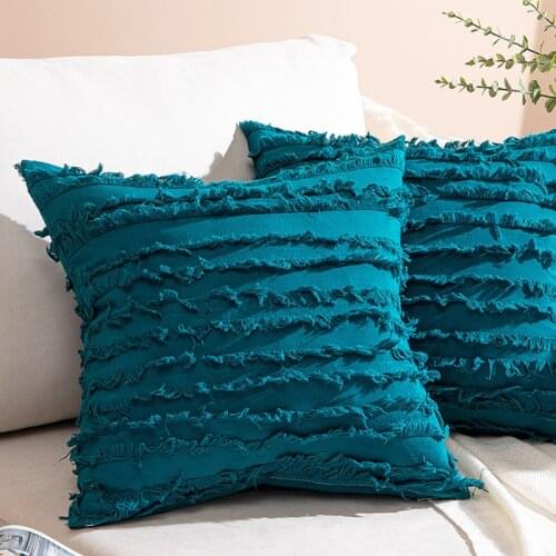 New Tassels Pillowcases Cushion Cover Solid Color Home Decor For Sofa Bed Car Home Throw Pillow Yellow Grey 50x50 Seat Cushions